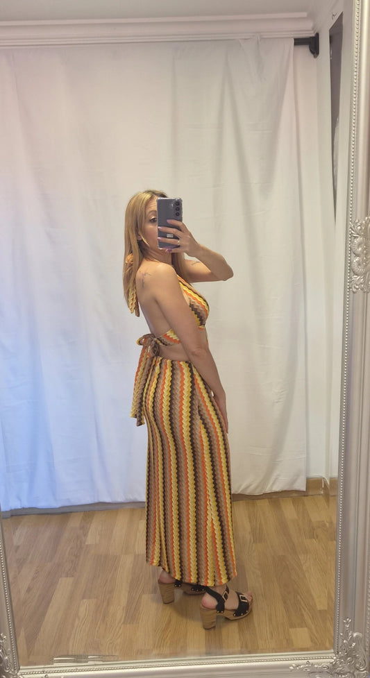 Vestido de tejido de punto calado estilo crochet