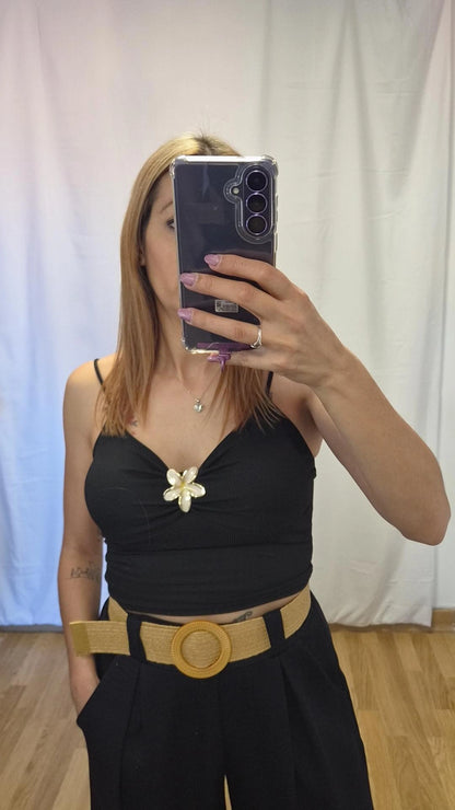 Top flor negro