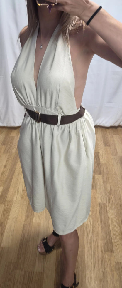 Mono Halter Multiposición Beige - look completo