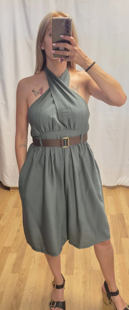 Mono Halter Multiposición Verde - look completo