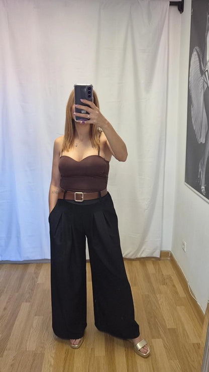 Pantalon palazo pinzas negro