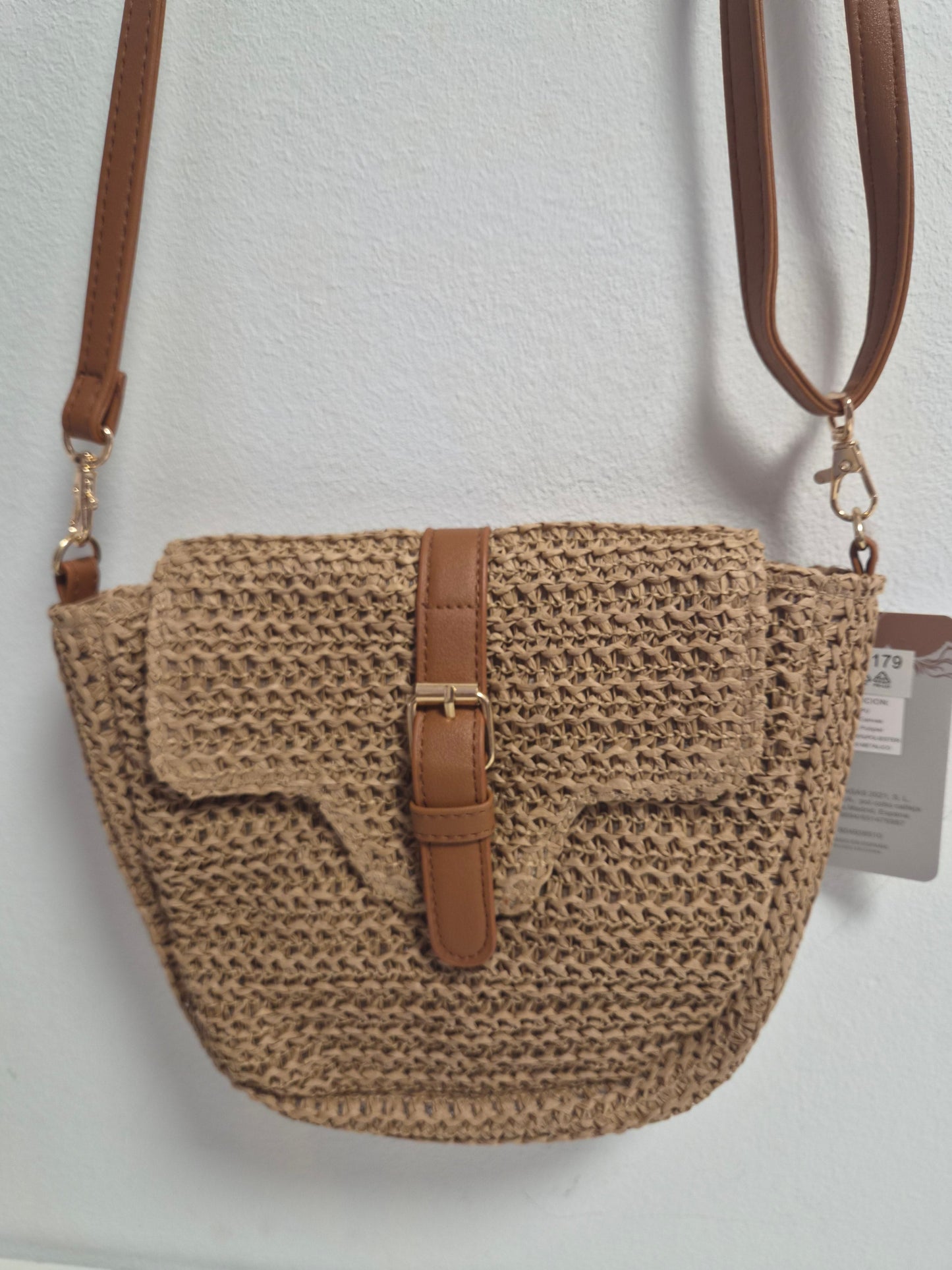 Bolso Saddle Rafia Boho - vista frontal