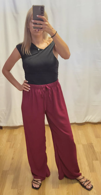 Pantalón Burdeos Fluido - vista frontal
