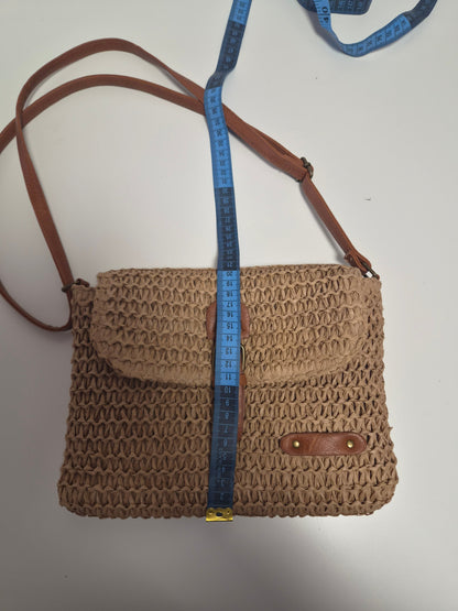 Bolso Boho Rafia Verano - vista frontal con medidas ancho