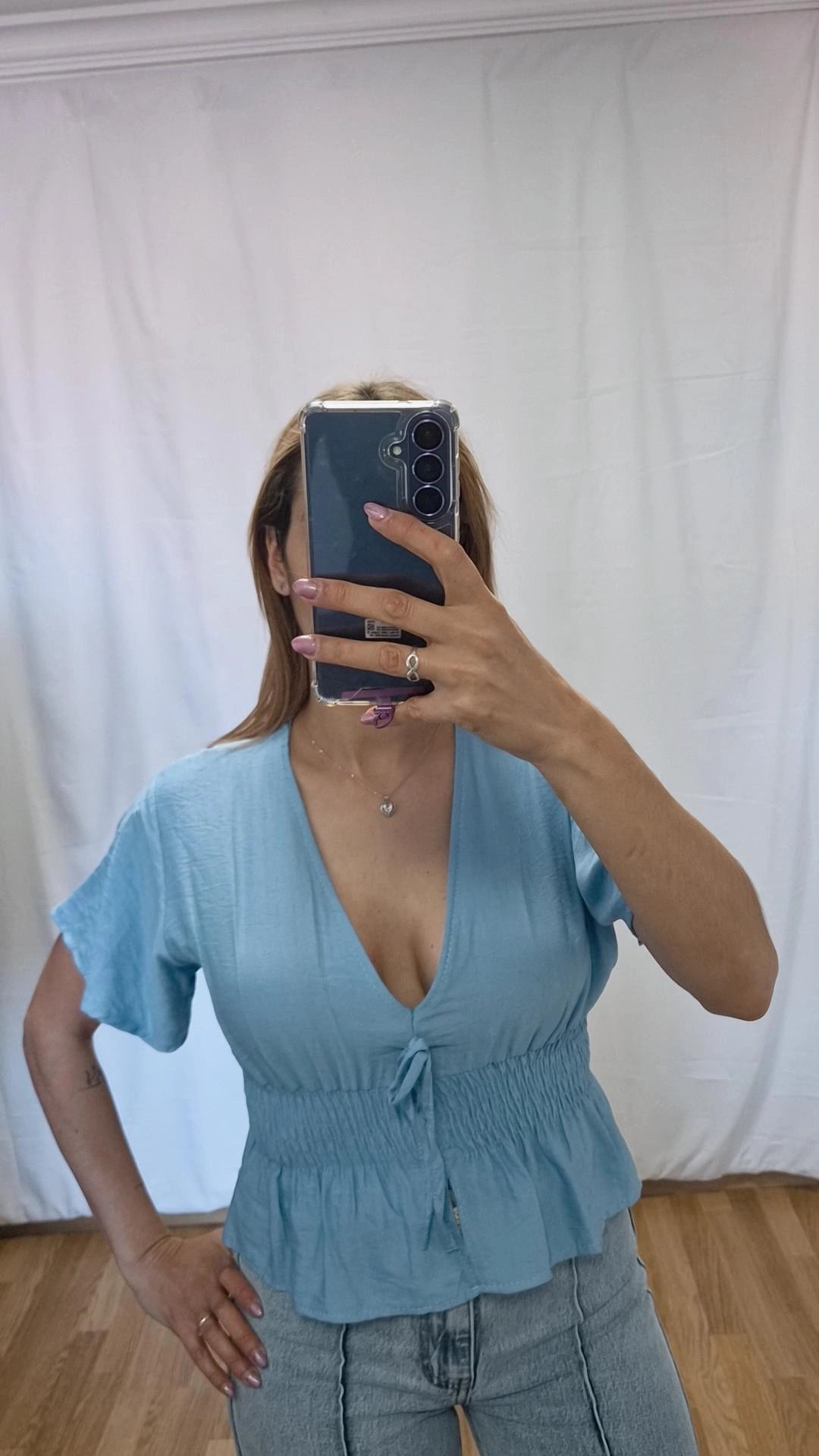 Blusa volante azul