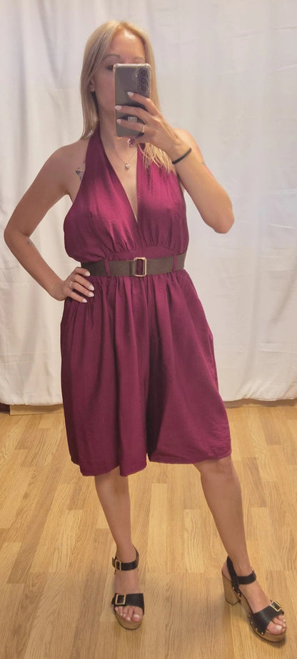 Mono Halter Multiposición Burdeos - look completo