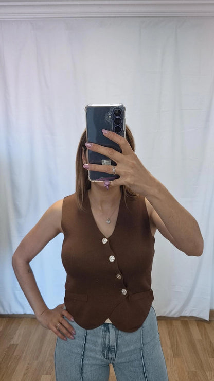 Chaleco punto marron