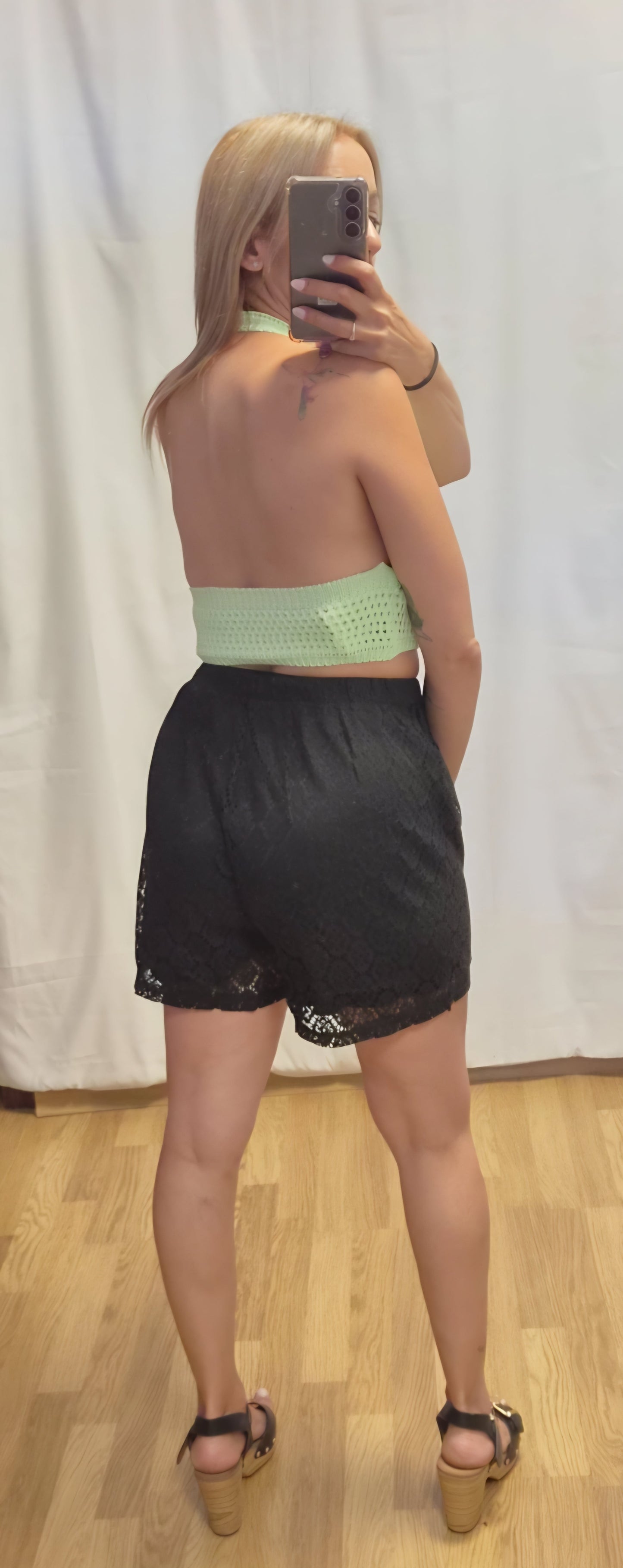 Top Halter Crochet Turquesa - vista frontal