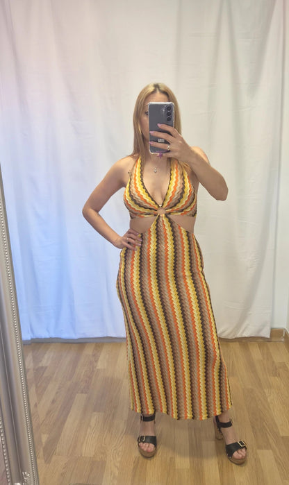 Vestido de tejido de punto calado estilo crochet