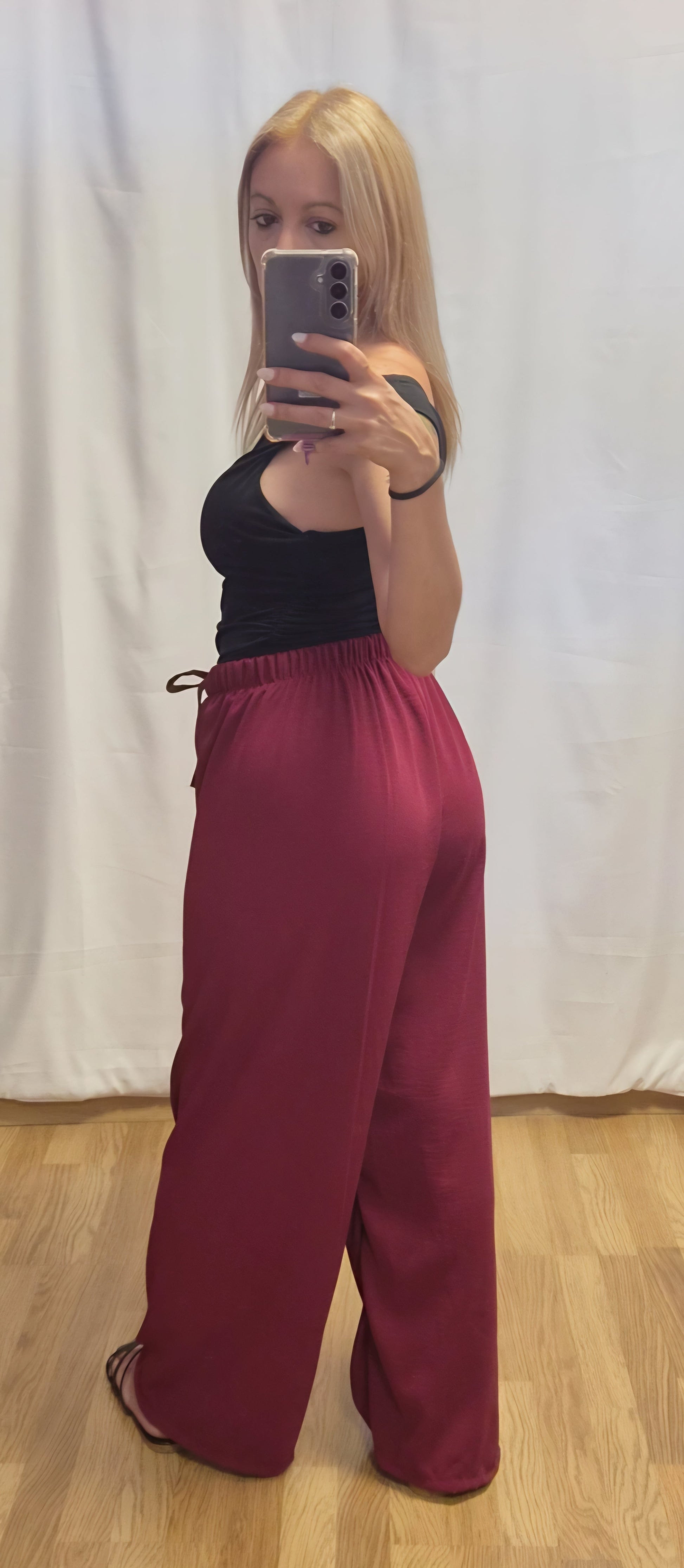 Pantalón Burdeos Fluido - detalle cintura
