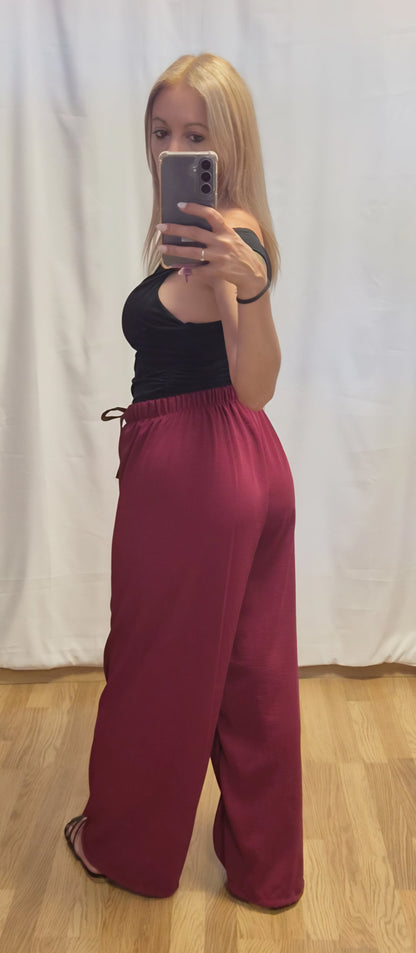 Pantalón Burdeos Fluido - detalle cintura