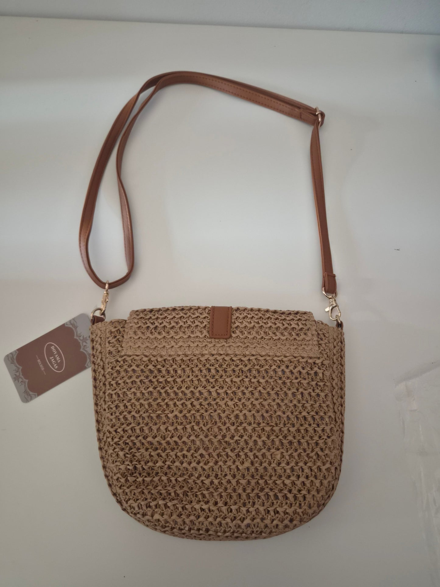 Bolso Saddle Rafia Boho - vista trasera