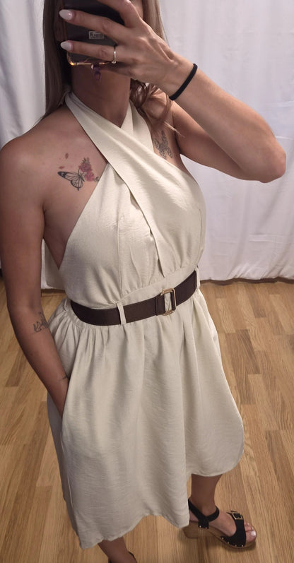 Mono Halter Multiposición Beige - detalle cinturón