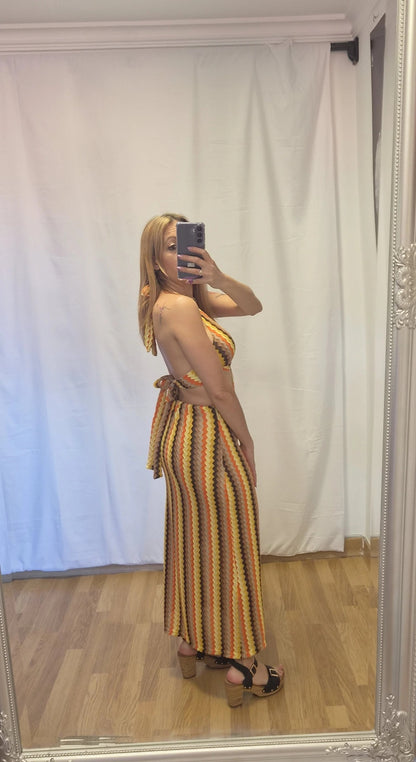 Vestido de tejido de punto calado estilo crochet