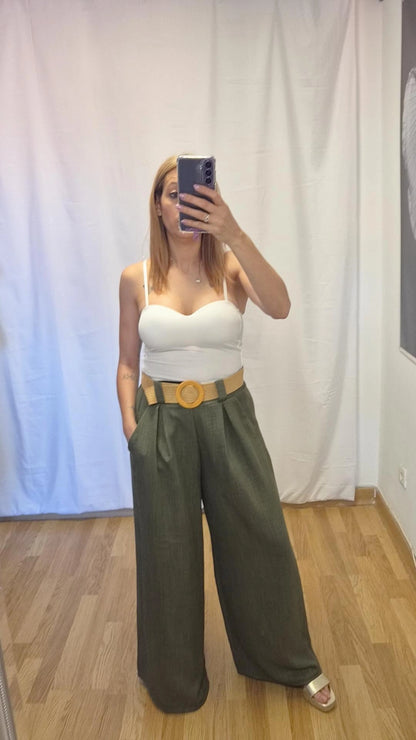 Pantalon palazo verde