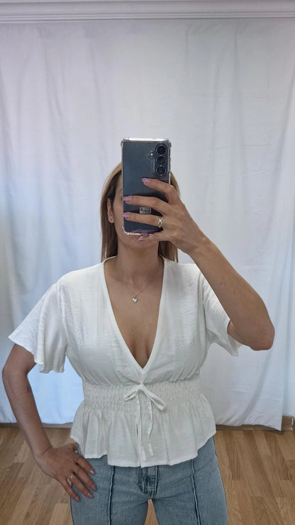 Blusa volante blanca