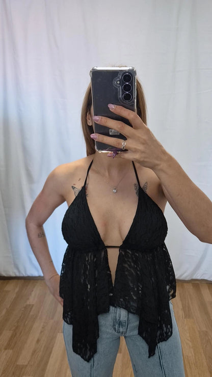 Top espalda descubierta negro