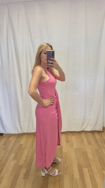 vestido midi asimetrico