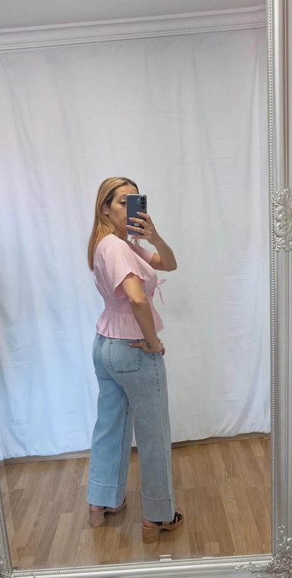 Blusa volante rosa