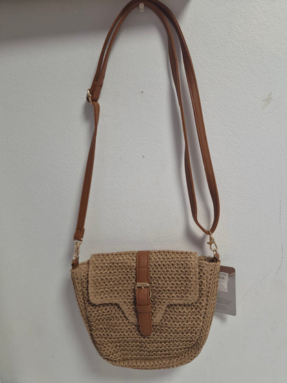 Bolso Saddle Rafia Boho - vista completa con correa