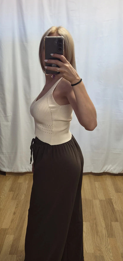 Pantalón Marrón Chocolate Fluido - vista lateral 2