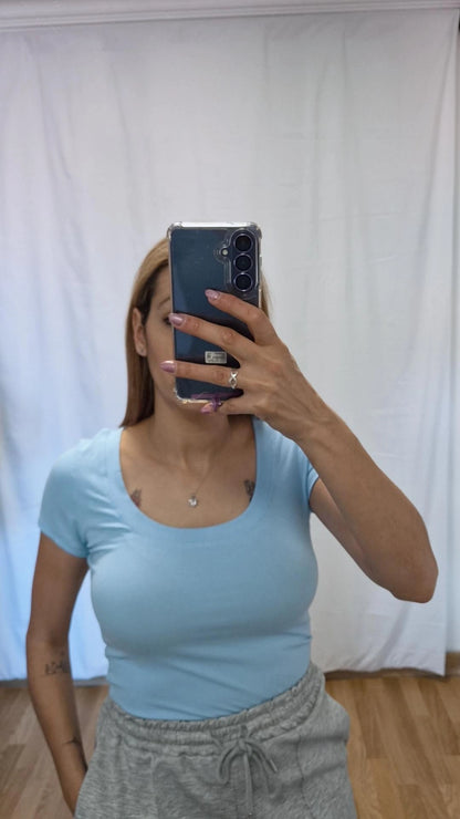 Camiseta basica manga corta azul