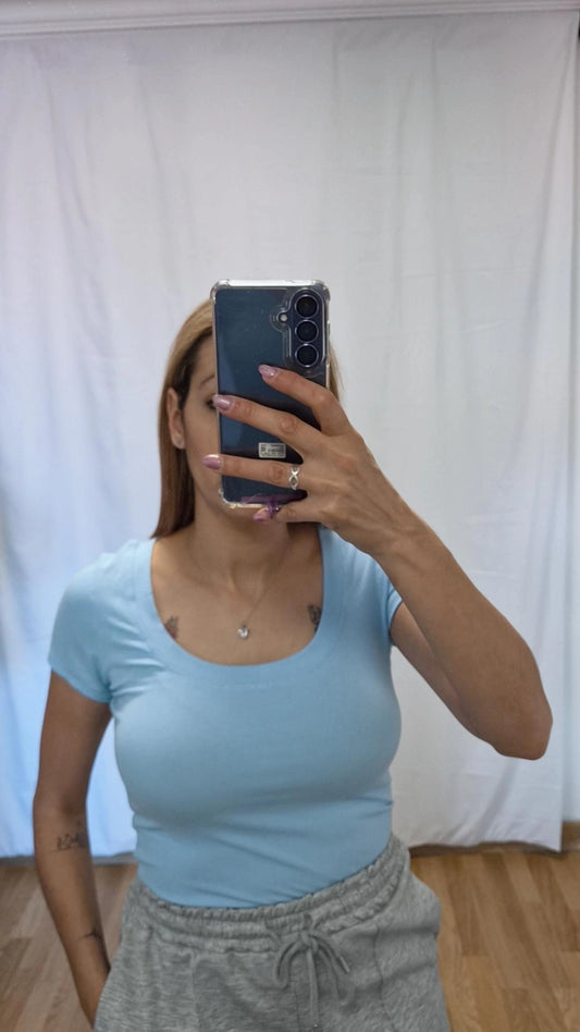 Camiseta basica manga corta azul