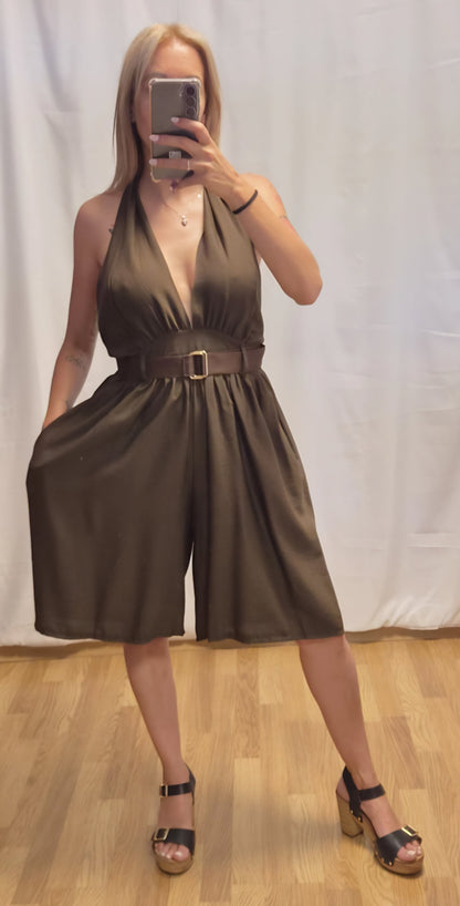 Mono Culotte Marrón - detalle escote