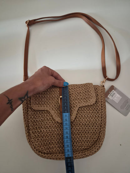 Bolso Saddle Rafia Boho - medida alto 22cm