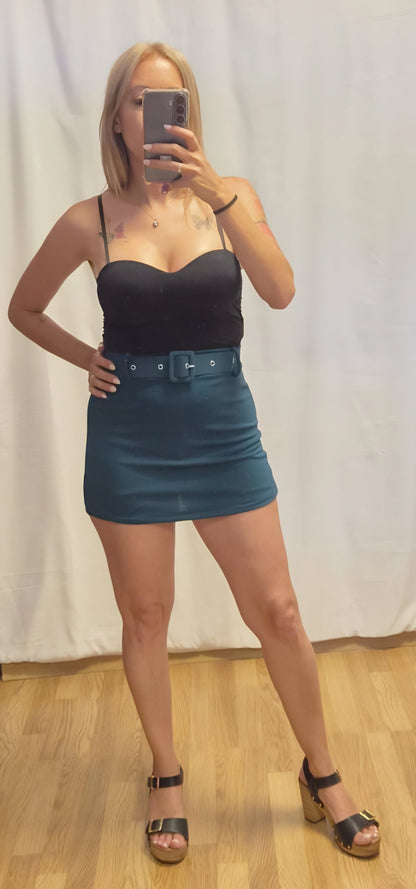 Falda Pantalón Azul Petróleo - detalle tela