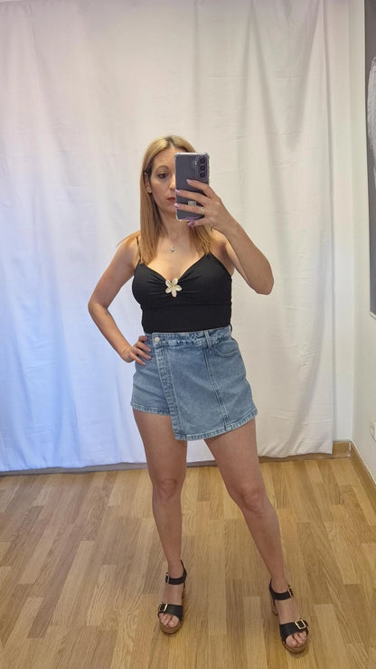 Top flor negro
