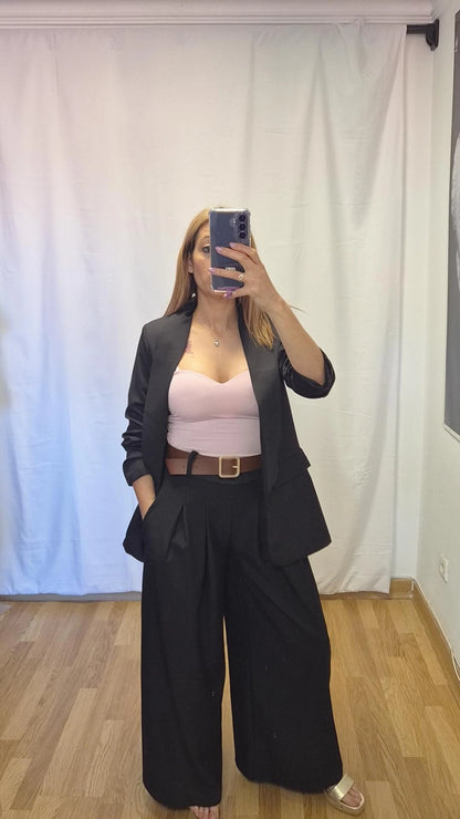 Pantalon palazo pinzas negro