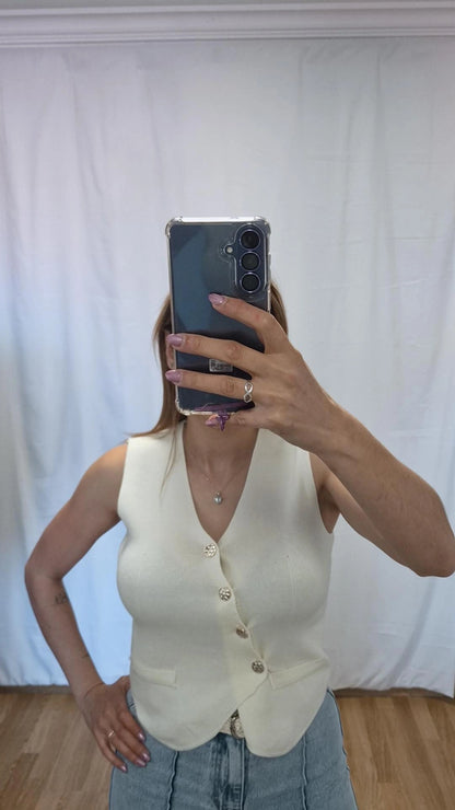 Chaleco beige punto