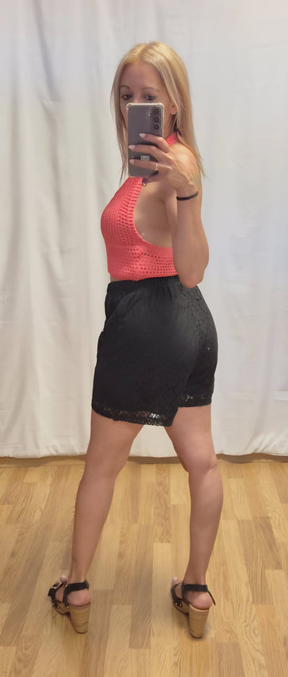 Short Encaje Negro - detalle encaje frontal