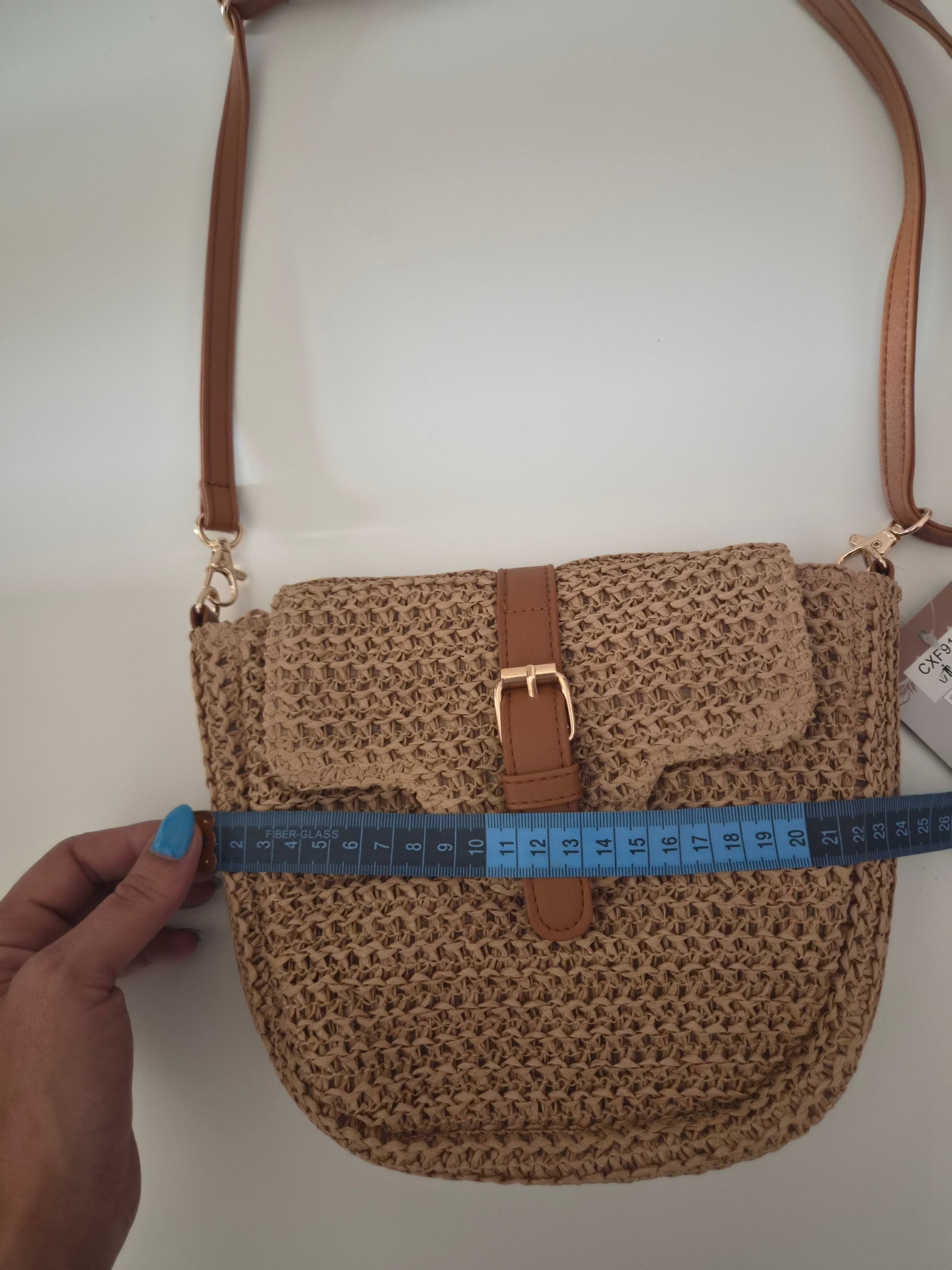 Bolso Saddle Rafia Boho - medida ancho 24cm