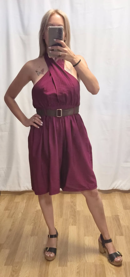 Mono Halter Multiposición Burdeos - look completo 2