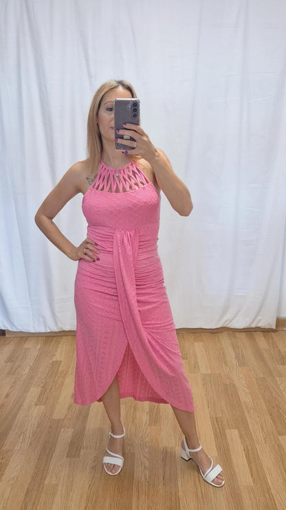 vestido midi asimetrico