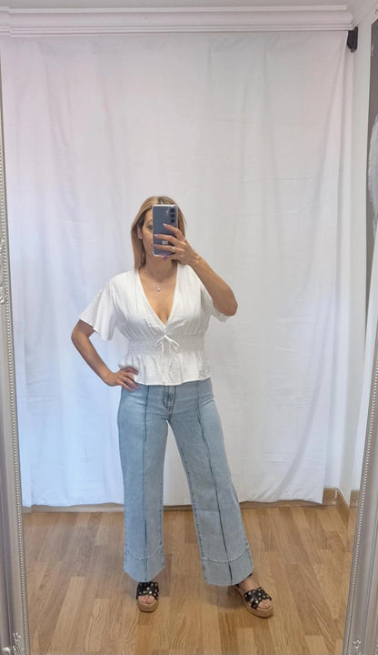 Blusa volante blanca