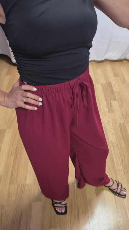 Pantalón Burdeos Fluido - look completo