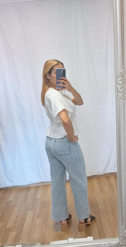 Blusa volante blanca