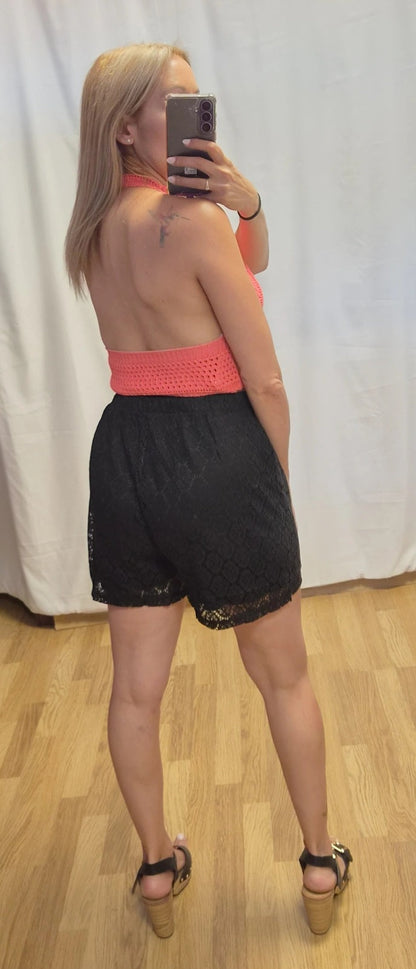 Top Halter Crochet Verde Menta - vista frontal