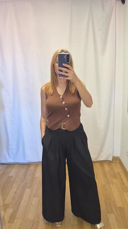 Chaleco punto marron
