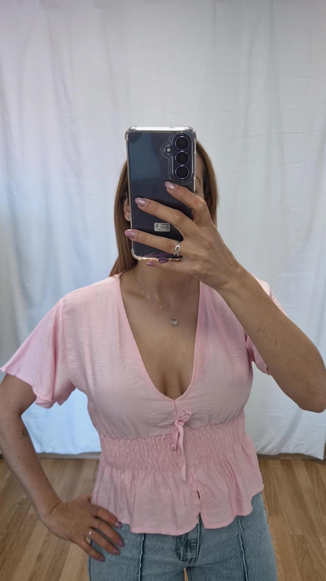 Blusa volante rosa