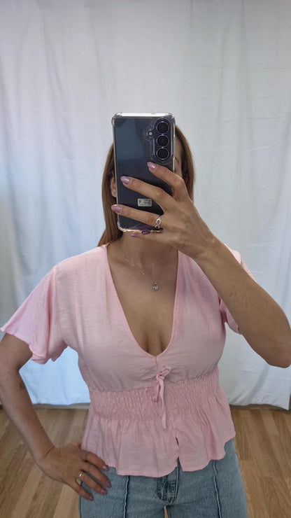 Blusa volante rosa