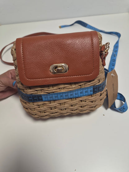 Bolso Mimbre Solapa Piel Camel - vista completa